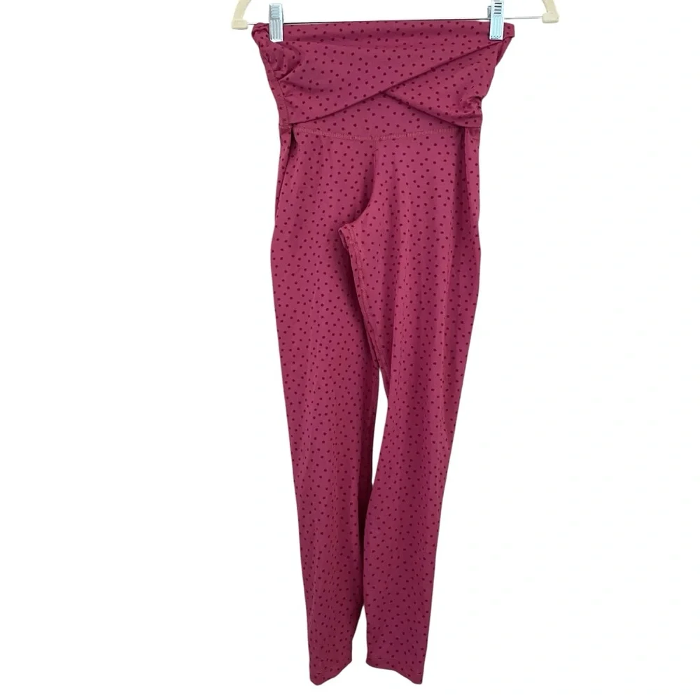 Nike Yoga Pink Polka‎ Dots Twist Waist 7/8 Athletic Capri Tights Size Small